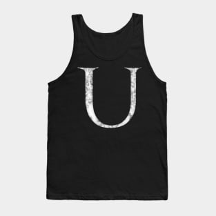 U in Roman White Marble Latin Alphabet Letter Sticker Tank Top